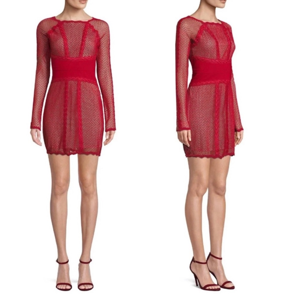 NWT Free people holiday dress lace long sleeve bodycon mini dress size medium